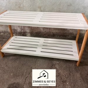 Zapatera Estantería de Bambú Blanca 2 Niveles - imagen 2