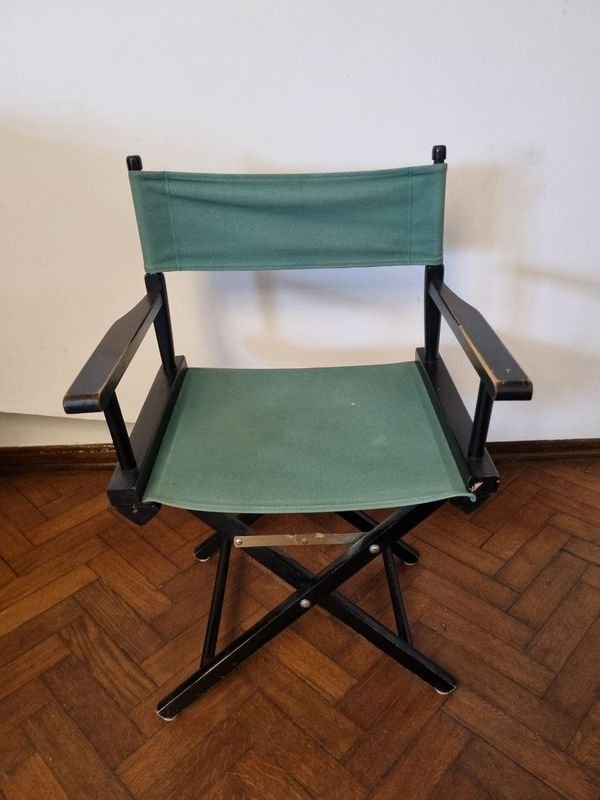 Silla de Director Plegable Clásica - Madera Negra y Lona Verde