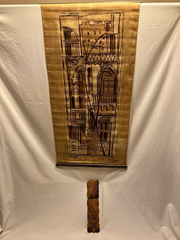 Lote se observan dos piezas decorativas de estilo artesanal y vintage