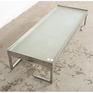 Mesa Ratona Rectangular Vidrio Opalino y Base Cromada - imagen 3