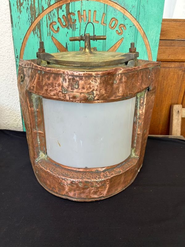 Farol de barco imponente en cobre y bronce - imagen 12