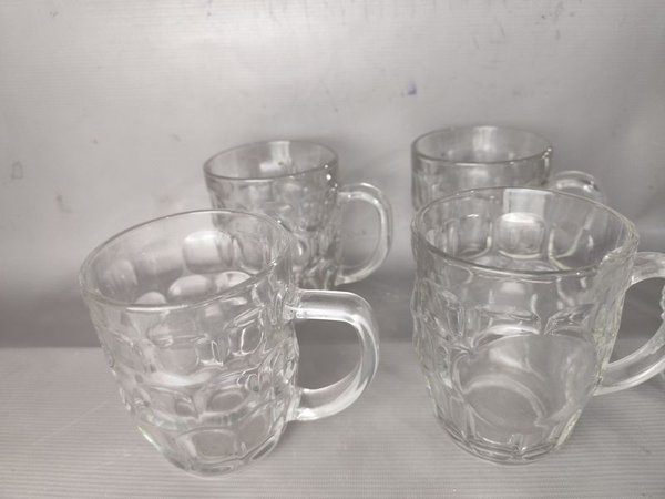 Jarras Cerveceras de Vidrio Prensado (Set de 4) - imagen 1
