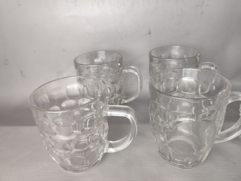 Jarras Cerveceras de Vidrio Prensado (Set de 4)