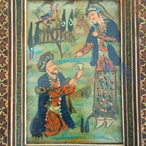 Trío de Miniaturas Persas con Marcos Taraceados Estilo Oriental - imagen 4