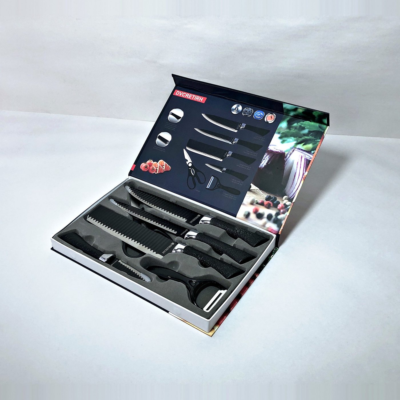 Juego de 6 Cuchillos y Utensilios de Cocina DVCRETIRH con Estuche
