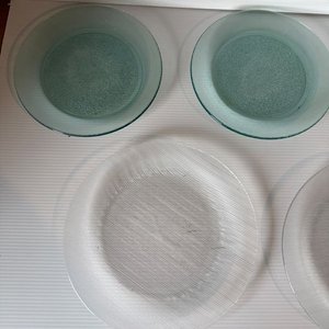 Juego de 7 Platos de Vidrio Transparente y Verde - imagen 2