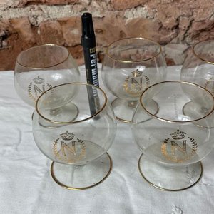 Juego de 5 Copas de Cognac Napoleon con Borde Dorado - imagen 3