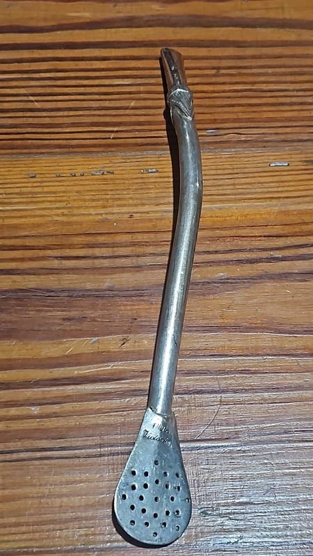 Bombilla Curva de Plata y Oro para Mate