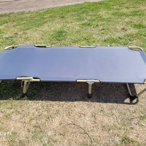 Catre Plegable para Camping - Tela Gris y Caños Beige - imagen 5