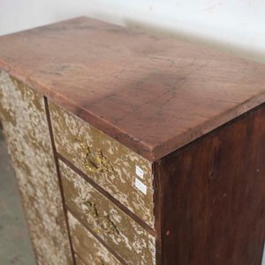 Cómoda Alta con 7 Cajones, Puerta y Tapa de Mármol con Pátina Dorada - imagen 2