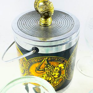 Juego de 13 piezas: Hielera vintage y copas de cristal prensado para cerveza - imagen 4