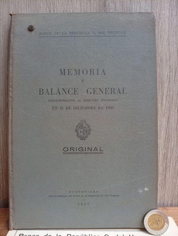 Memoria y Balance General Banco República Uruguay 1936 - Documentos Originales y Facsímil