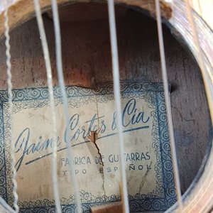 Guitarra Española Antigua Jaime Cortes & Cia. con Etiqueta I. Diago & Cia Montevideo - imagen 3