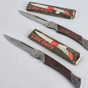 Lote de 3 Navajas Plegables "Lock Knife" con Mango de Madera - imagen 2