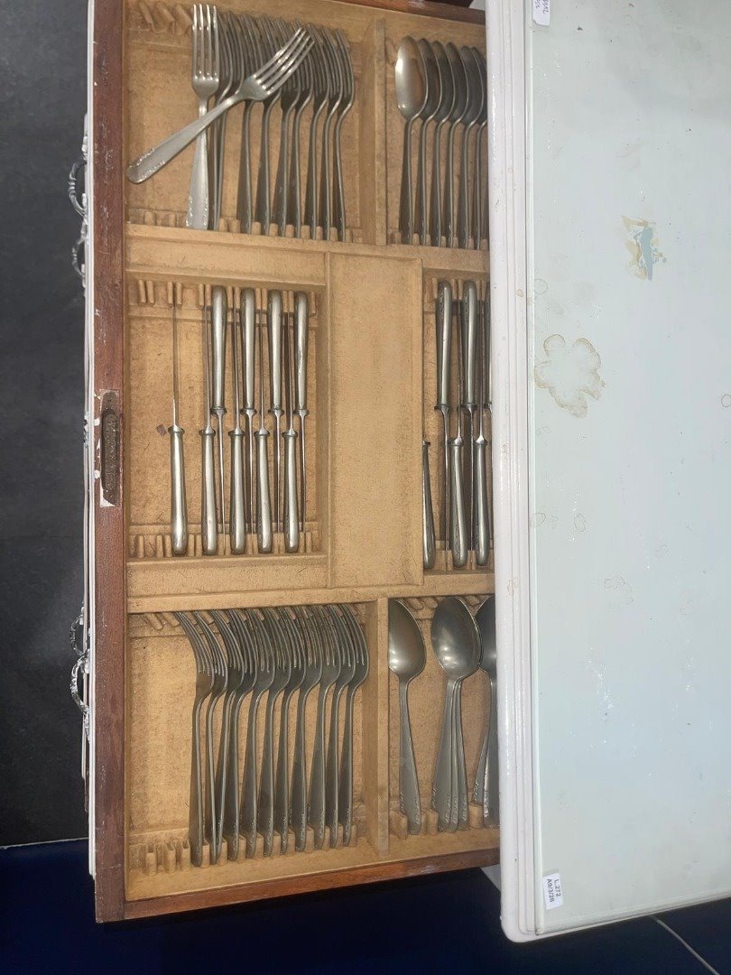 Cubierta de madera con juego de cubiertos metal inglés ELKINGTON - imagen 3