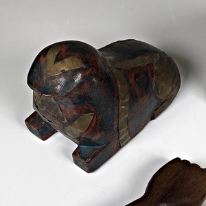 Lote de 5 Figuras de Madera: Niño con Perro y Animales - imagen 3