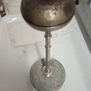 Antiguo Timbre de Mesa Plateado con Base de Piedra - imagen 2
