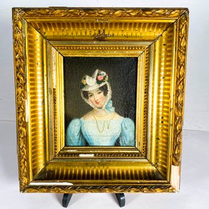 Dos Cuadros Óleo sobre Fibra: Retratos de Dama, 15 x 13 cm - imagen 2