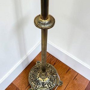 Lámpara de Pie Antigua de Bronce Macizo con Dos Brazos Decorativos - imagen 4