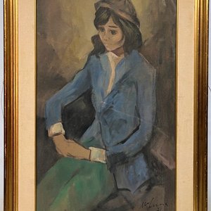 Pintura "Joven de Saco Azul" de Manuel Lima - Óleo sobre Fibra 85x50 cm - imagen 2