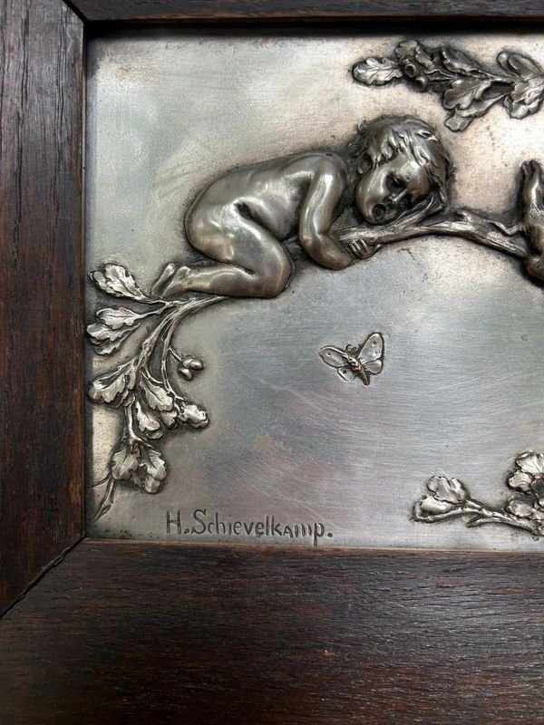 Antiguo cuadro de autor Helmuth Schievelkamp (1890) - Colección metal - imagen 3