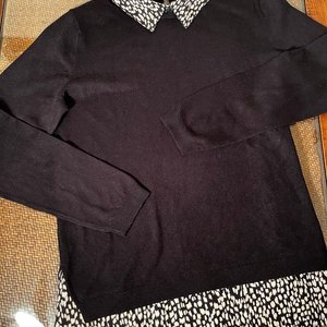 Buzo Negro Papaya con Cuello Camisa Estampado Talle 14 - imagen 1