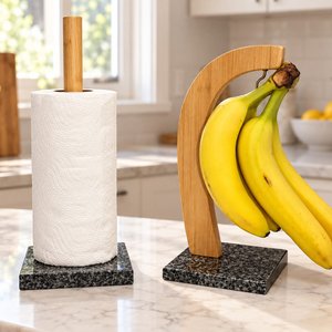 Lote siguiente: Set de Soporte para Rollo de Cocina y Colgador de Bananas con Base de Mármol