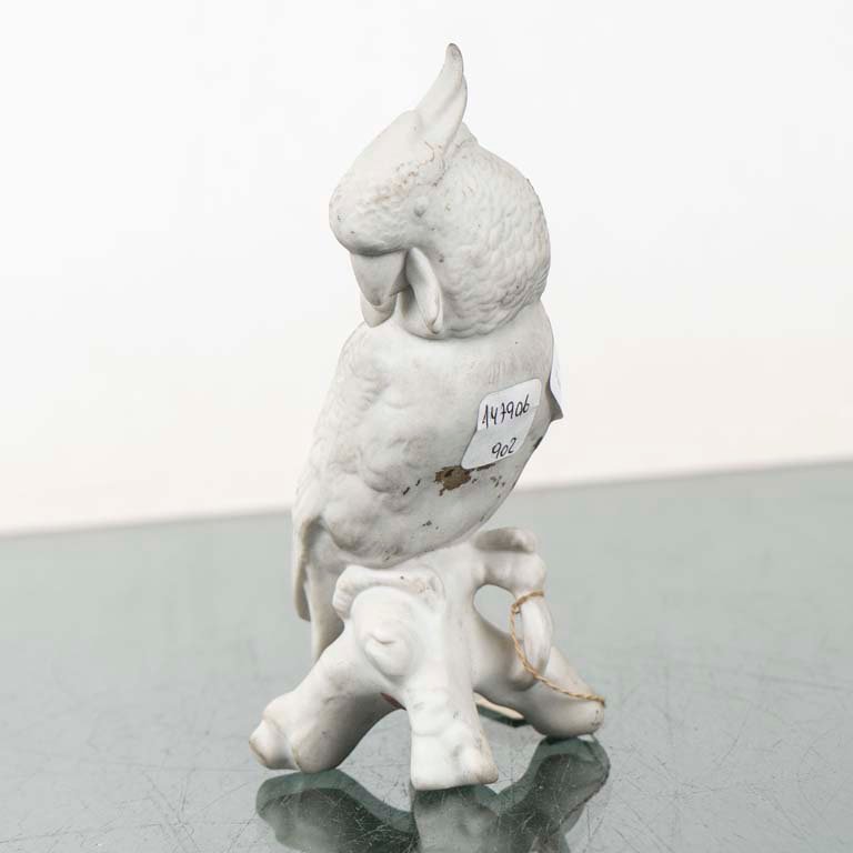 Figura de Ave en Biscuit Blanco, 6x15 cm