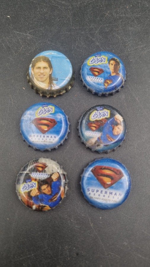 6 Tapitas Coleccionables Serie Superman Golden