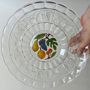 Centro de Vidrio con Frutas en Relieve y Pintura - 32cm - imagen 3