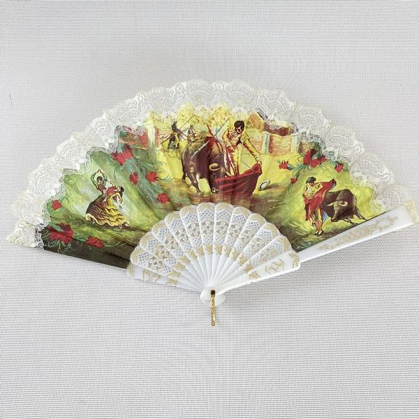 Dos abanicos vintage ornamentales con escenas tradicionales españolas - imagen 3