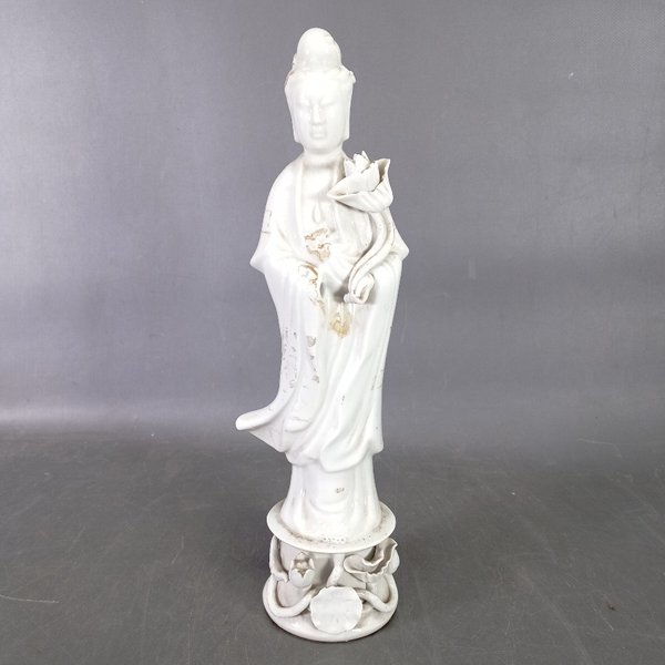 Figura de cerámica blanca estilo oriental, 30cm de alto - imagen 1