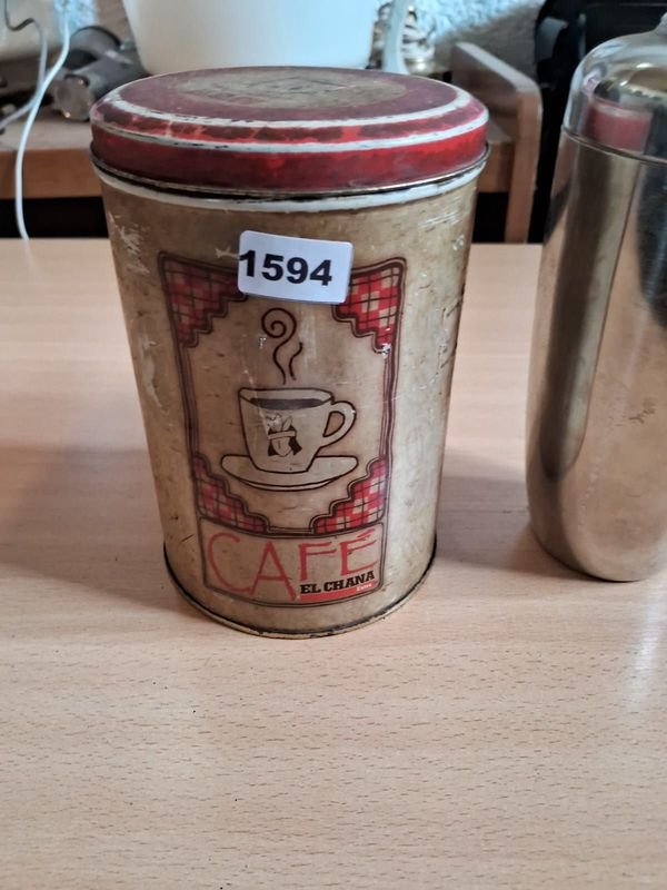 Lote de coctelera y lata de café vintage - imagen 4