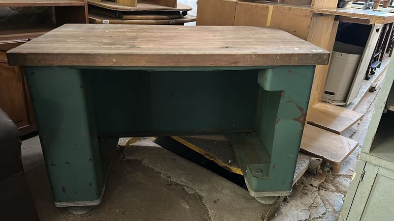 Escritorio de escritorio de madera dura con base de hierro - imagen 2