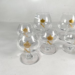 Juego de 8 Copas Hialinas Napoleón con Corona Dorada - imagen 3