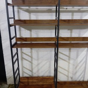 Estantería Doble Metálica Negra con Estantes de Madera MDF - imagen 5