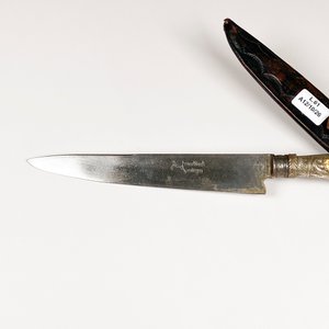 Cuchillo Criollo Hoja Solingen "Franz Wenk" con Cabo de Plata y Oro y Vaina - imagen 4
