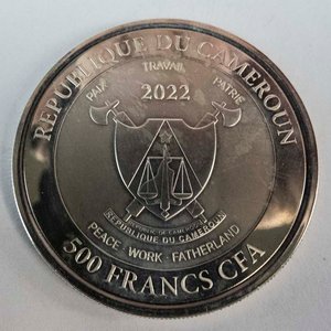 Moneda de Plata 1 Oz Camerún 500 Francos 2022 - León Rugiente - imagen 2