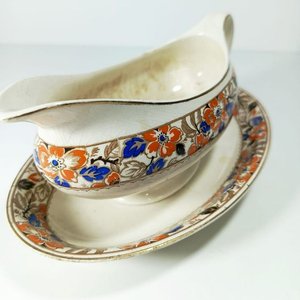 Salsera Vintage de Cerámica Inglesa J&G Meakin con Flores - imagen 2