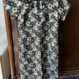 Vestido Vintage Brocado Estilo Recto con Estrellas y Flores Metálicas - imagen 5