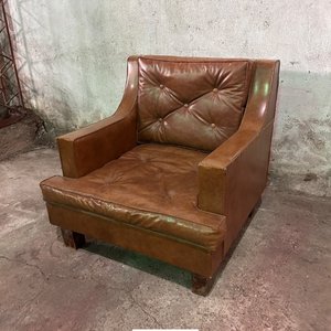 Sillón Individual de Cuero Marrón - imagen 3