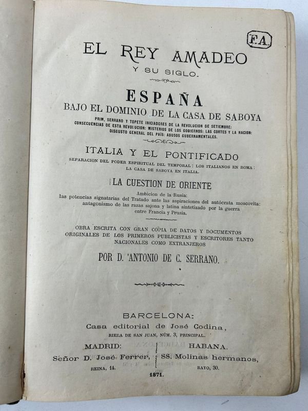 Libro histórico sobre el siglo de Amadeo en España - imagen 2