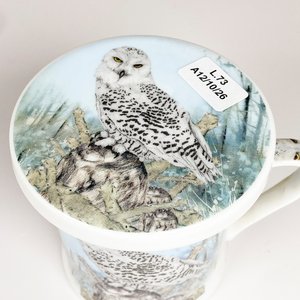Par de Tazas de Porcelana China con Lechuzas y Tapas - imagen 8