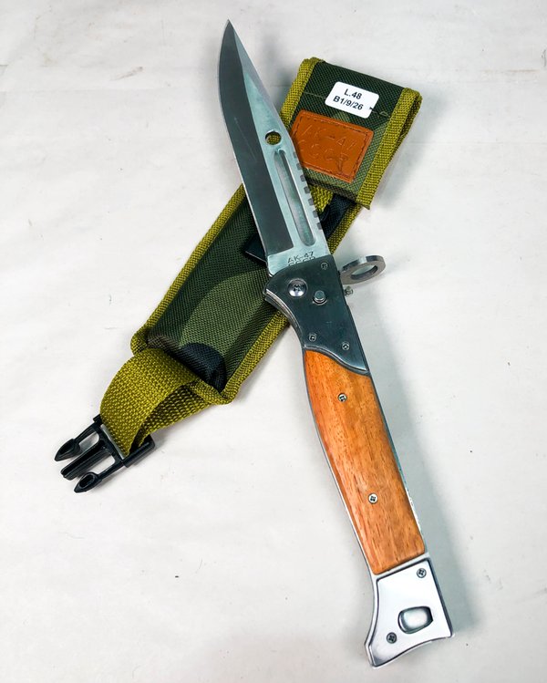 Cuchilla Retráctil Estilo AK-47 con Hoja de 16 cm y Funda Camuflada - imagen 1