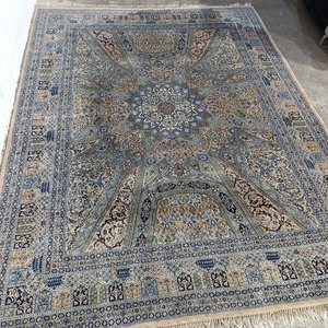 Alfombra Persa Diseño Ornamental con Medallón Central - Azul, Beige y Rosa - imagen 6
