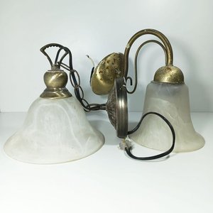 Lámpara de Bronce y Porcelana Antigua - imagen 3