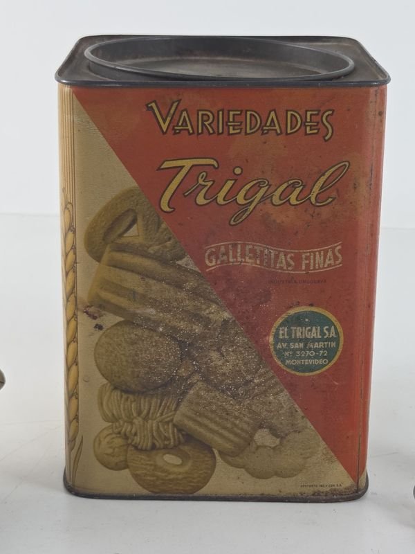 Antigua lata de galletitas finas Trigal en chapa litografiada - imagen 3
