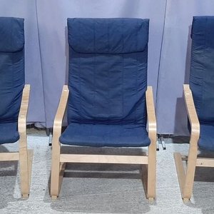 3 Sillas Flex Tapizadas en Tela Azul - imagen 1