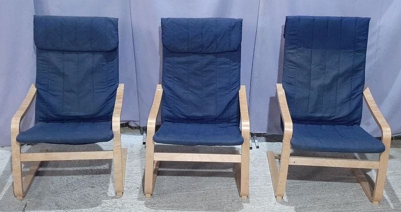 3 Sillas Flex Tapizadas en Tela Azul