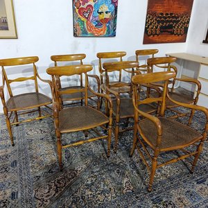 Butacas Italianas Modelo Campanino de Madera con Esterilla y Almohadón - imagen 2